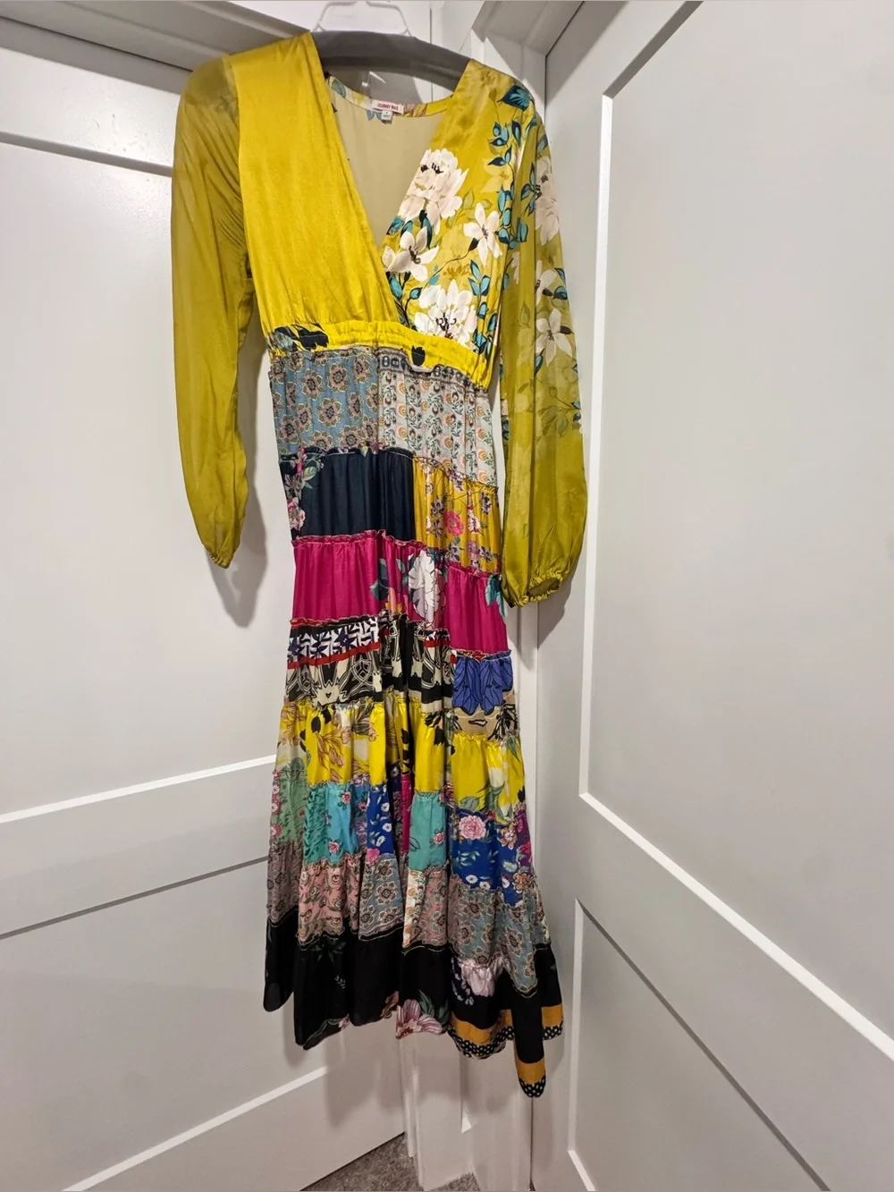 Johnny Was Bohemian Patchwork Maxi Dress in Yellow - Floral Mix - Picture 1 of 9